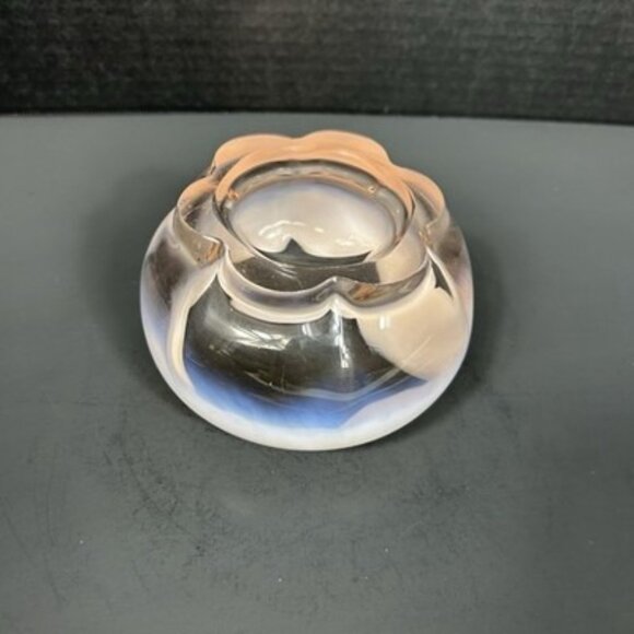 Vintage Duncan Miller Pink Opalescent Glass 5”‎ Hair Receiver w/Rim Footed Bowl - Picture 12 of 16